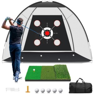 Golf Hitting Aid Net for Backyard Driving Chipping Training Swing with Target Mat Balls