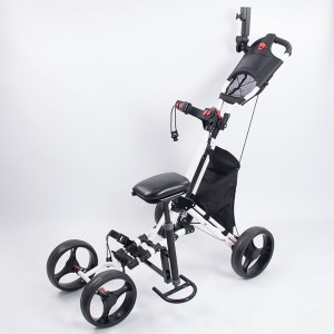 Foldable Golf Trolley Push Pull with 4 Wheels
